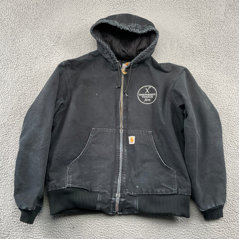 VTG Carhartt Jacket Mens XL Black USA Firm Duck Active Distressed